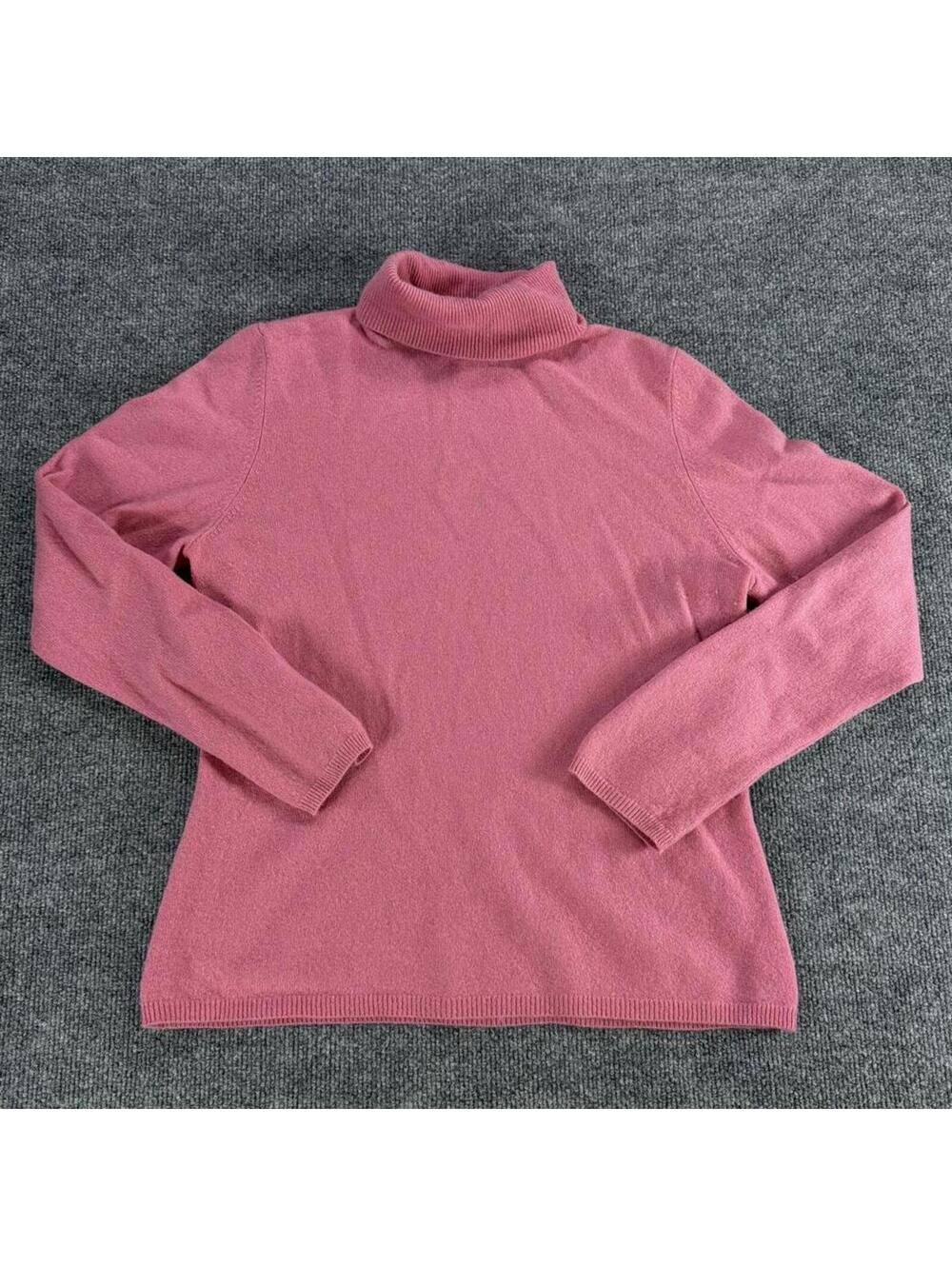 Charter Club Pink Turtleneck Sweater L 2-ply 100% Cashmere - Barbiecore, Girly